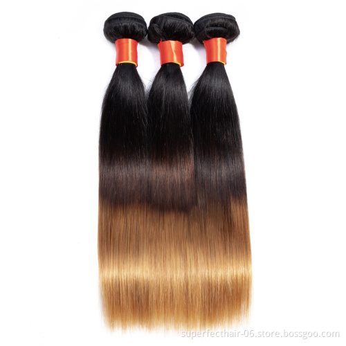 Wholesale Vendors Virgin Hair Bundles 3 Tone Color 1B 4 27 Ombre Color Hair Raw Virgin Human Hair Extension